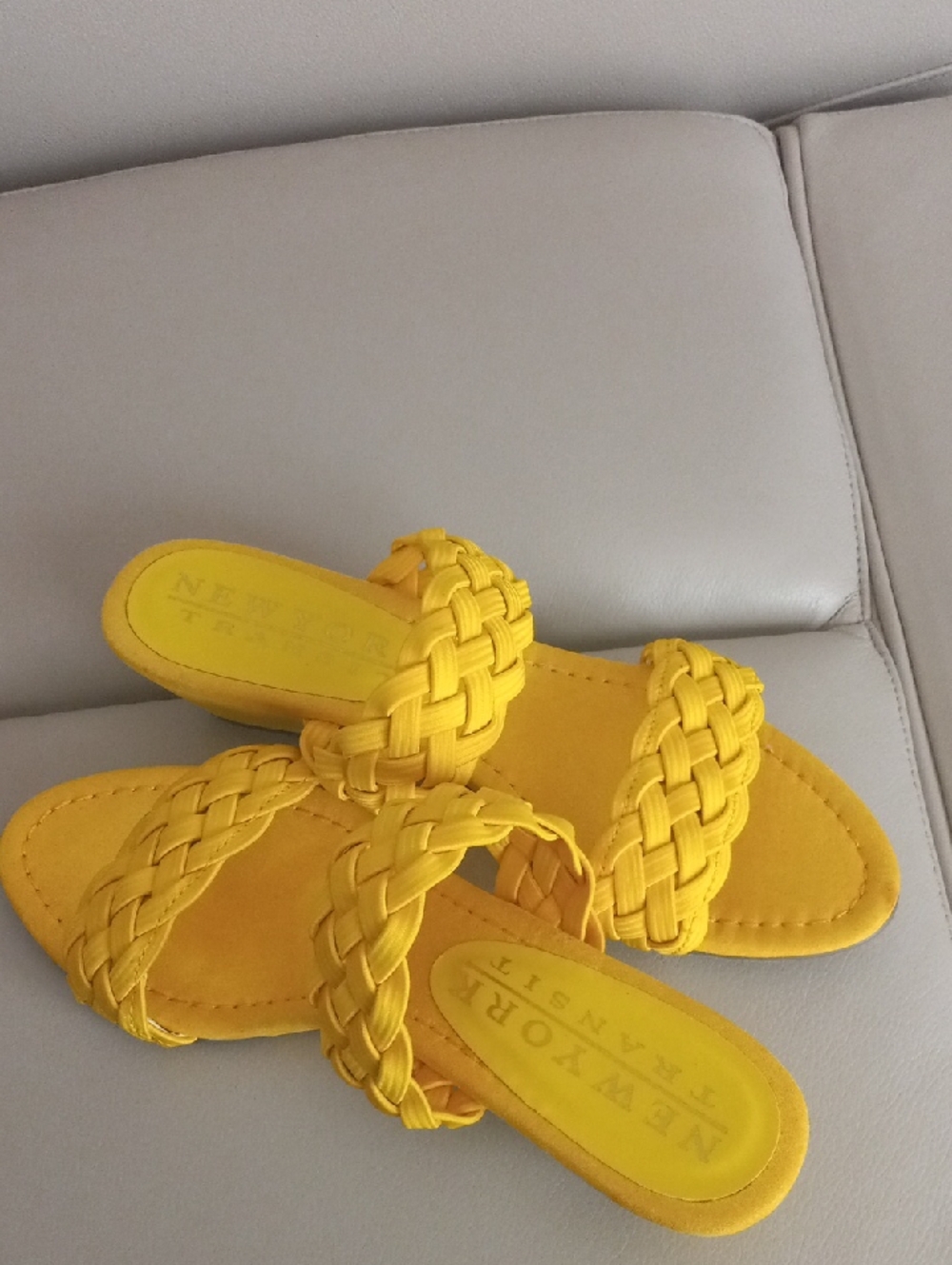 New York Transit Yellow Braided Double-Strap Slide Mules Size 7.5M - Picture 14 of 16